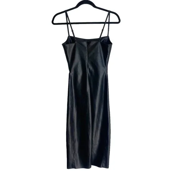 knee length dresses for ladies Midy Vegan Leather Dress in Black